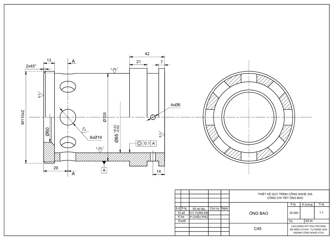 THIẾT KÉ QUY TRÌNH CÔNG NGHỆ GIA CÔNG CHI TIẾT ỐNG BAO
