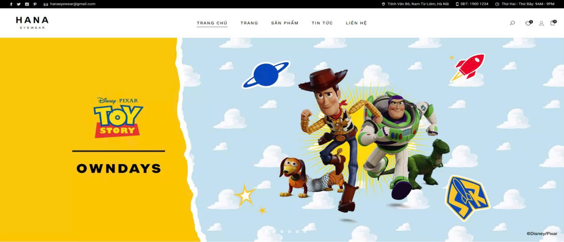 Website mua sắm kính mắt thời trang Hana