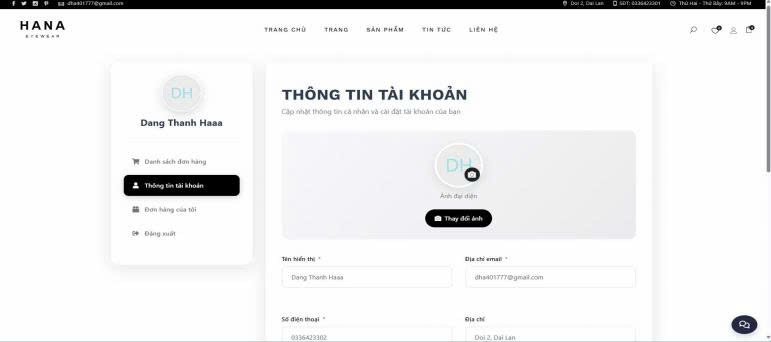 Website mua sắm kính mắt thời trang Hana
